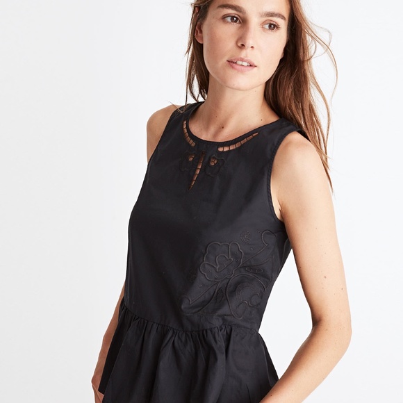 Madewell Embroidered Peplum Tank Top - Picture 1 of 7
